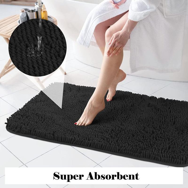 Bath Mat Rug Chenille Shaggy Bathroom Mats Absorbent Non-Slip Carpet Shower Long Waterproof Thick Fluffy