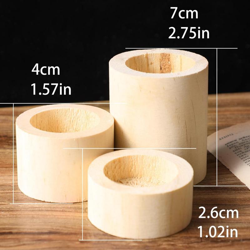 Wooden Cylinder Candle Holders, 3pcs set Pillar Candle Holder, Rustic Candle Base, Home Decor Accessories, Desktop Ornaments