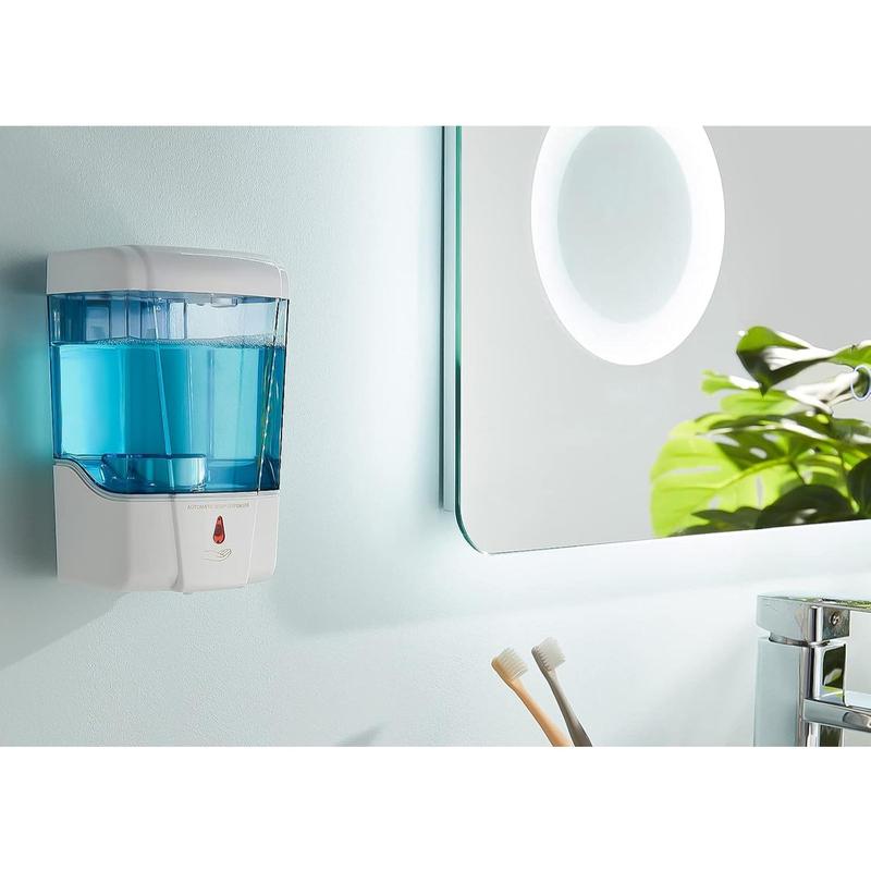 Soap Dispenser Wall Mount, Automatic Hand Sanitizer Dispenser 600ml Gel N Liquid Touchless Commercial Wall Soap Dispenser for Bathroom,White-600ml