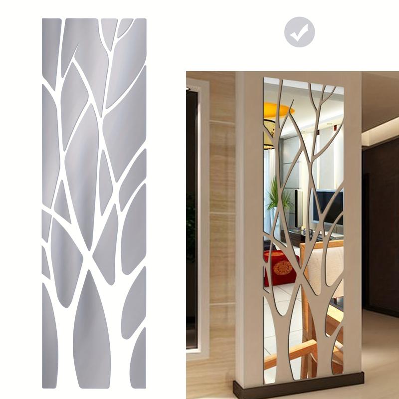 Acrylic Mirror Wall Stickers, Creative Art Branch Tree Wall Decal, Self-adhesive Mirror Sticker, Combination DIY Home Decor