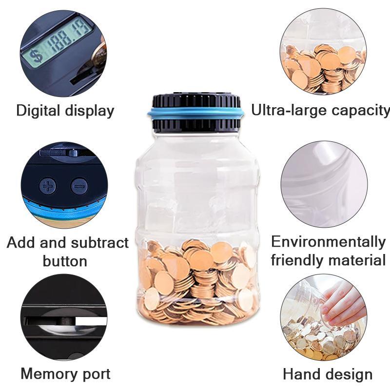 Smart Coin Piggy Banks without Battery, 1 Count LCD Display Counting Money Saving Jar, Kids Toys, Coins Saving Box Gift Christmas Gift Decor Ornaments piggy bank