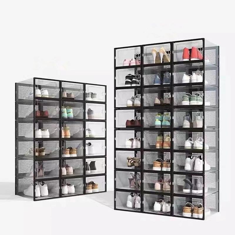 Foldable Shoe Box, 12counts set Clear Shoe Storage Box, Shoe Organizer for Home Living Room Bedroom