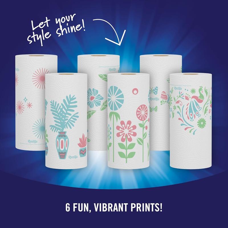 Sparkle Pick-A-Size Paper Towels, Spirited Prints, 6 Double Rolls = 12 Regular Rolls, Everyday Value Paper Towel with Full and Half Sheets Georgia-Pacific