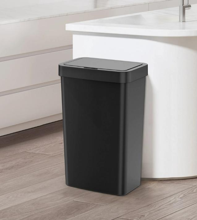 Mainstays 13.2 Gallon Kitchen Trash Can, Plastic Motion Sensor Kitchen Trash Can, Black