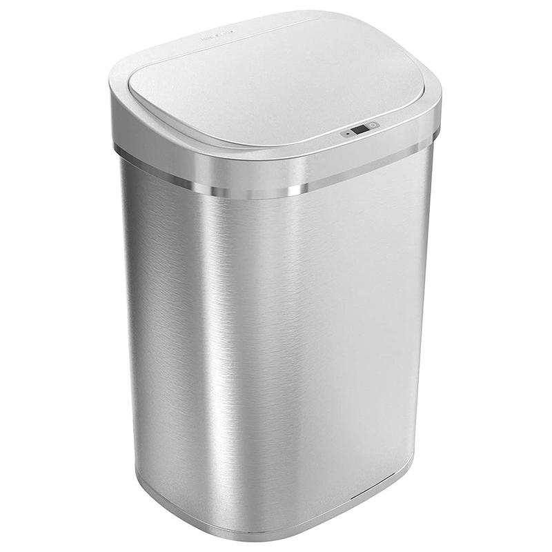 NINESTARS 21 Gallon Rectangular Motion Sensor Trash Can with Manual Mode