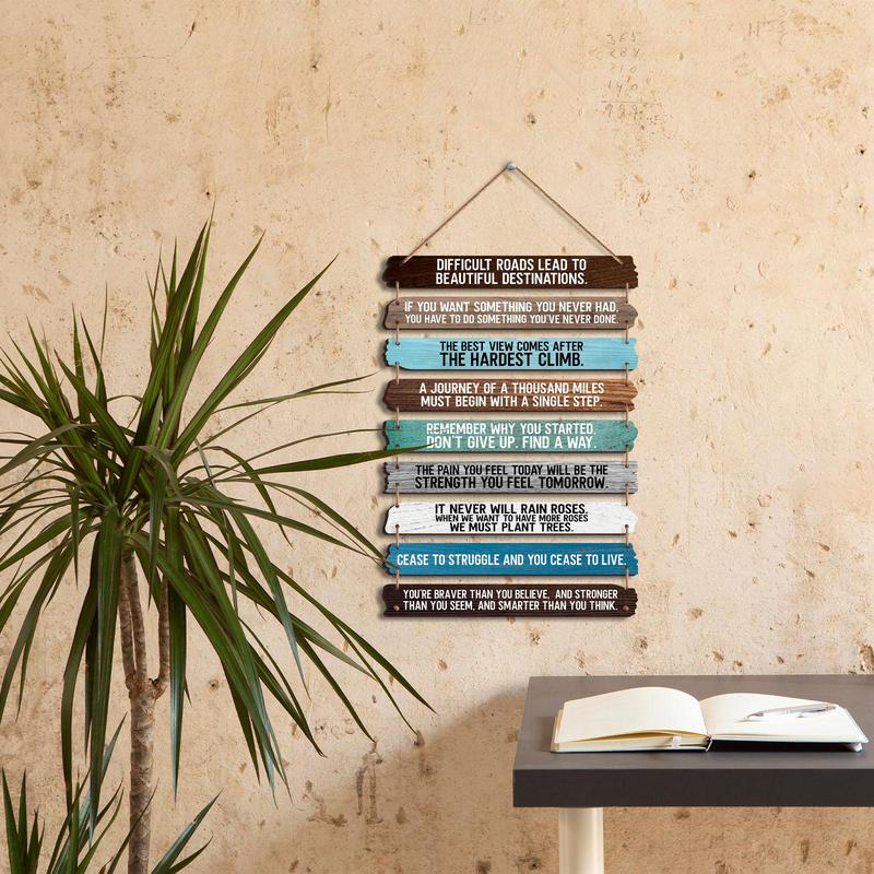 Wooden Wall Hanging Sign, 1 Count Inspirational & Motivational Quotes Wooden Wall Art, Wall Decor for Home, Office and Living Room for Christmas New Year