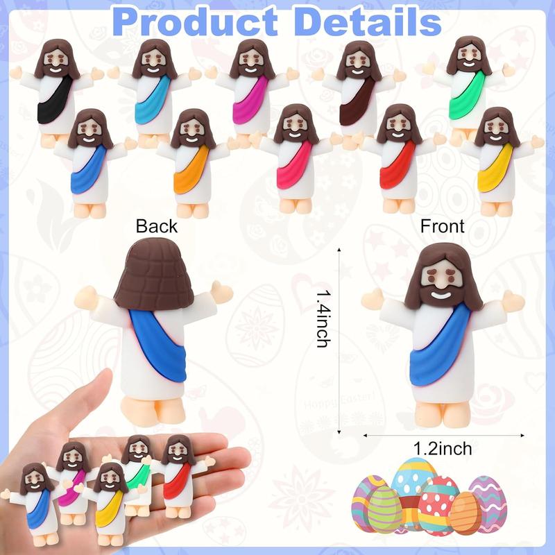 50 count Mini Jesus Figurines Bulk, Multi-Colors Little Jesus Figures for Hide and Seek Classic Religious Gifts, Sunday School Baptism Giveaways, Easter Party Supplies