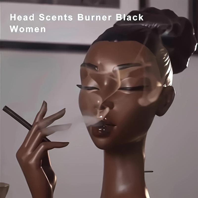 Elegant Black Woman Resin Incense Burner - Summer Scented Home & Office Decor, Artistic Tabletop Ornament