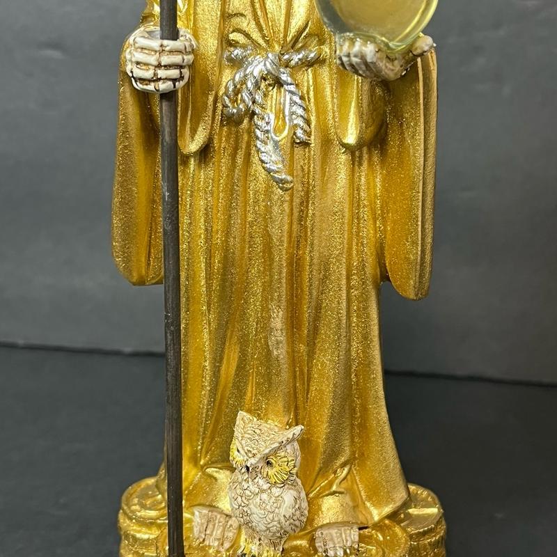 Santa Muerte Gold 9-inch Holy Death Statue Owl Statue - Perfect for Home and Office Decor