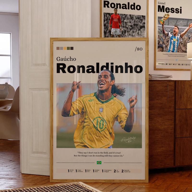 Ronaldinho Soccer Poster, Ronaldinho Wall Art, Soccer Legend Print, Football Star Decor, Sports Poster, Athlete Art, Football Gift G-1