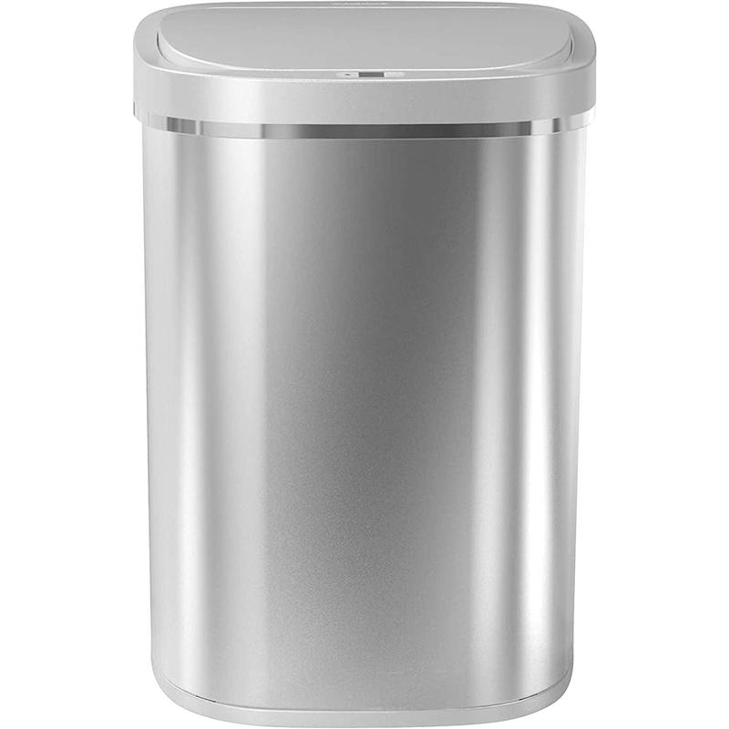 NINESTARS 21 Gallon Rectangular Motion Sensor Trash Can with Manual Mode