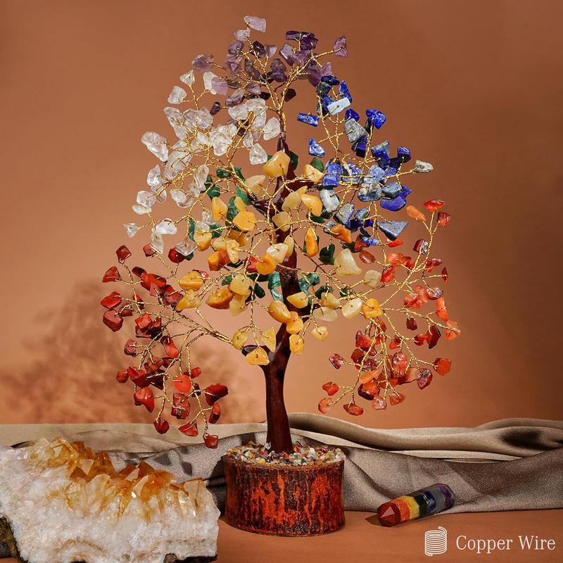 Crystal Tree of Life-Bring You Good Luck Birthday Gift, 7 Chakra Healing Crystal Tree, Home Decor, Office Desk Decor, Living Room Decor, Handmade Bonsai Tree for Positive Energy, Money, Gifts for Women, Best Gift for Christmas crystal tree