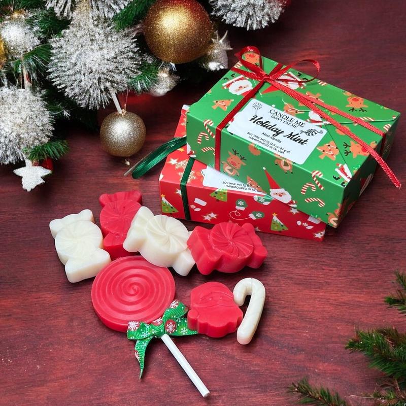 CANDLE ME. Peppermint wax melts (2.9 oz), Natural soy wax, Christmas candy cane wax melts, mint scented, Christmas gift ideas. scent