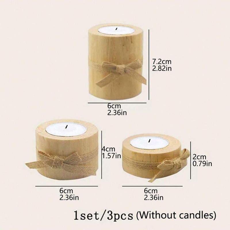 Wooden Cylinder Candle Holders, 3pcs set Pillar Candle Holder, Rustic Candle Base, Home Decor Accessories, Desktop Ornaments