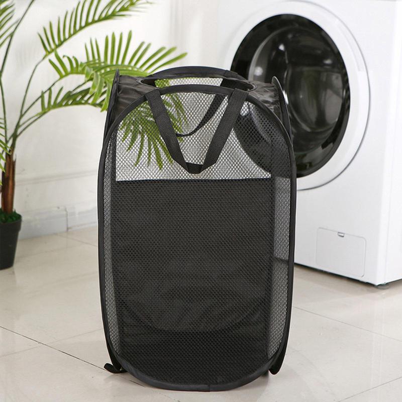 Foldable Laundry Basket, Portable Mesh Dirty Clothes Basket, Large Capacity Laundry Basket for Home, Home Organizer