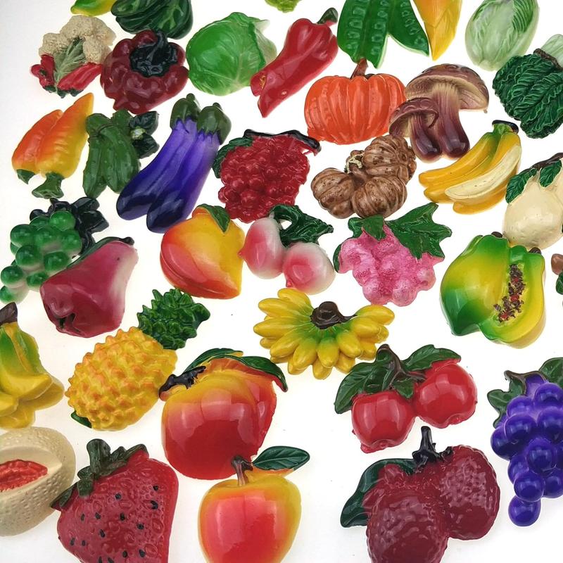 random 12Pcs creative 3D resin fruit vegetables fridge magnets funny cute decoration refrigerator magnet accessories office school whiteboard magnet (Random 12 styles (vegetables and fruits)) Iron Artwork