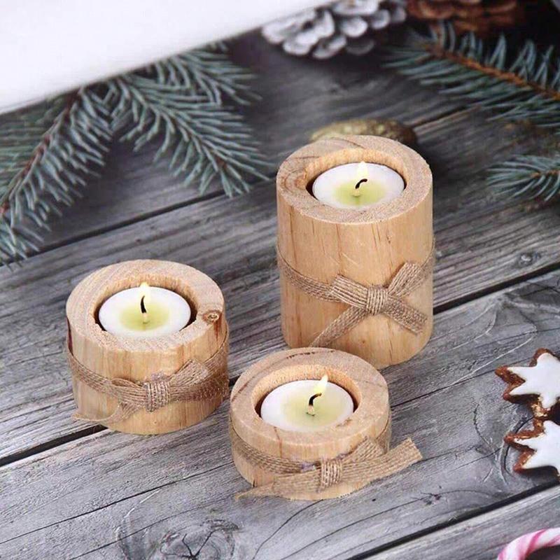 Wooden Cylinder Candle Holders, 3pcs set Pillar Candle Holder, Rustic Candle Base, Home Decor Accessories, Desktop Ornaments