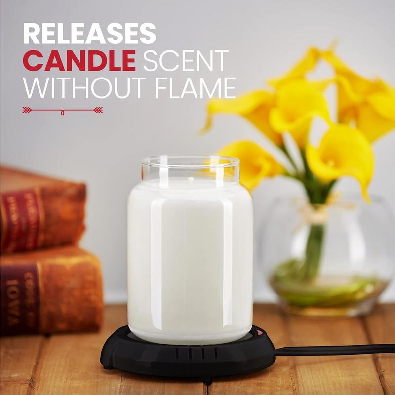 Large Candle Warmer Plate Safely Releases Scents without a Flame - Used as Candle Jar Warmer, Coffee Warmer, Mug Warmer, Cup Warmer, Tea Warmer Desk in Your Home & Office, 1 Pack, Black BULK PARADISE