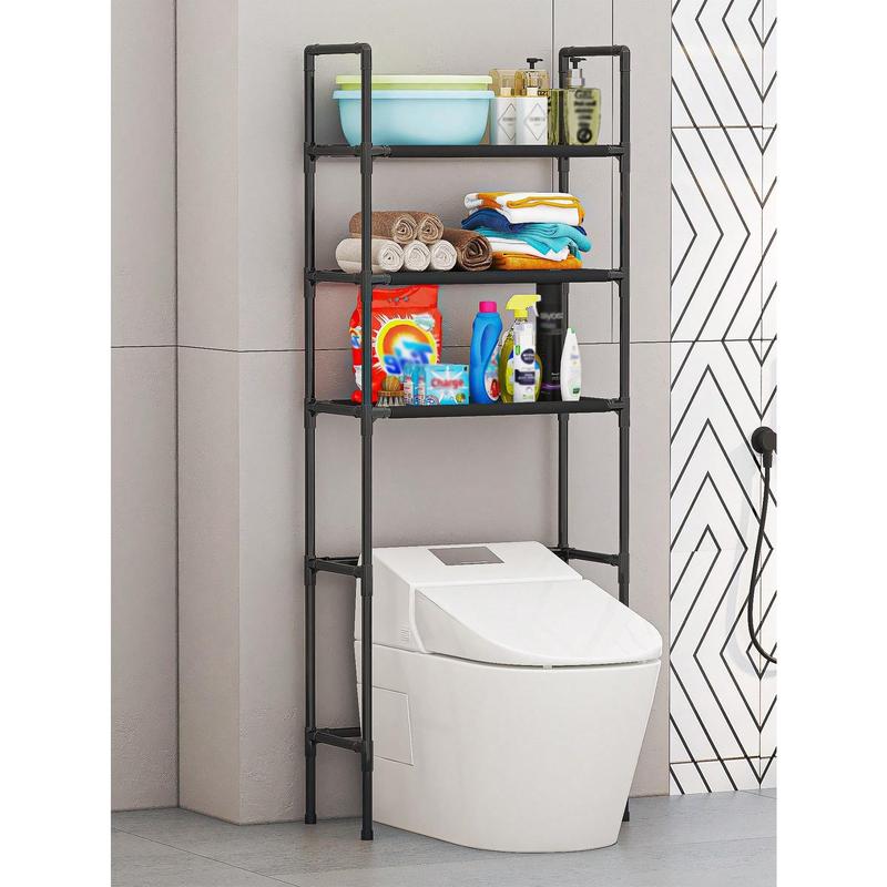 3-Layer Black Bathroom Storage Rack – Floor-Standing Toilet Rack with Basin Shelf, Space-Saving Organizer for Bathroom Essentials