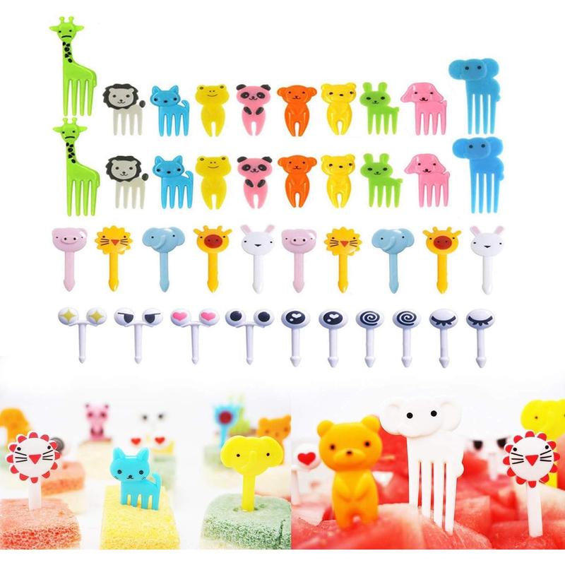 40PCS Animal Fruit Food Picks, Bento Box Picks, Mini Cartoon Animal Food Toothpicks, Lunch Bento Forks Picks for