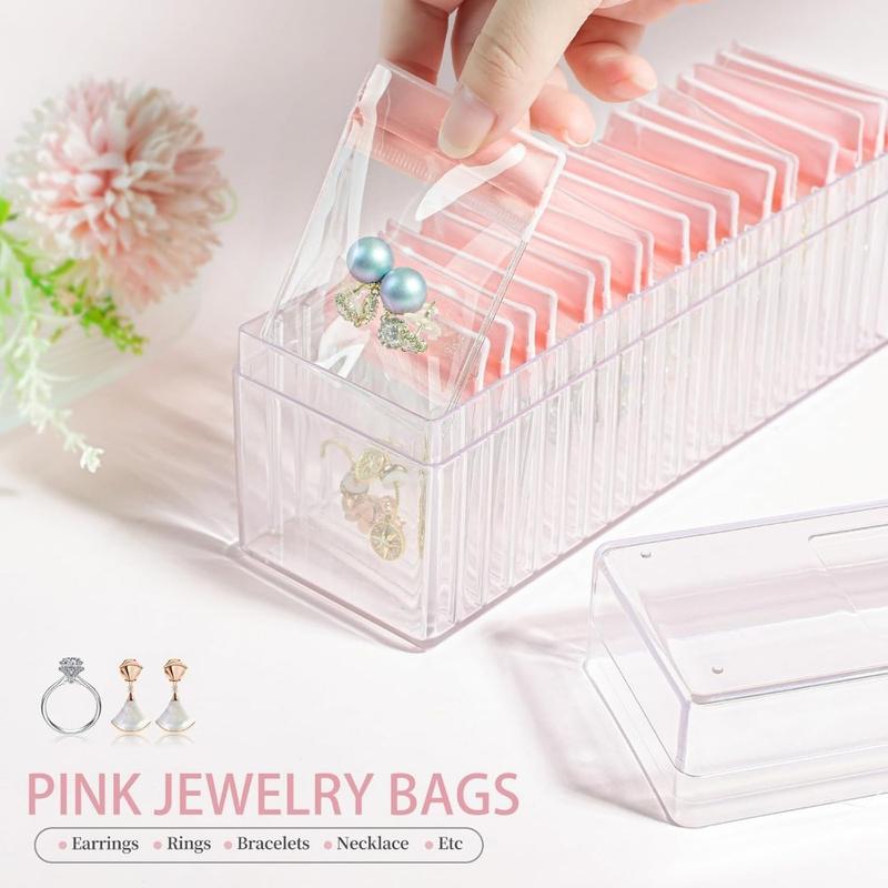 20 Portable Anti Tarnish Jewelry Storage Bag, with 1 Storage Box, for Earrings, Rings, Necklaces Travel Organizer