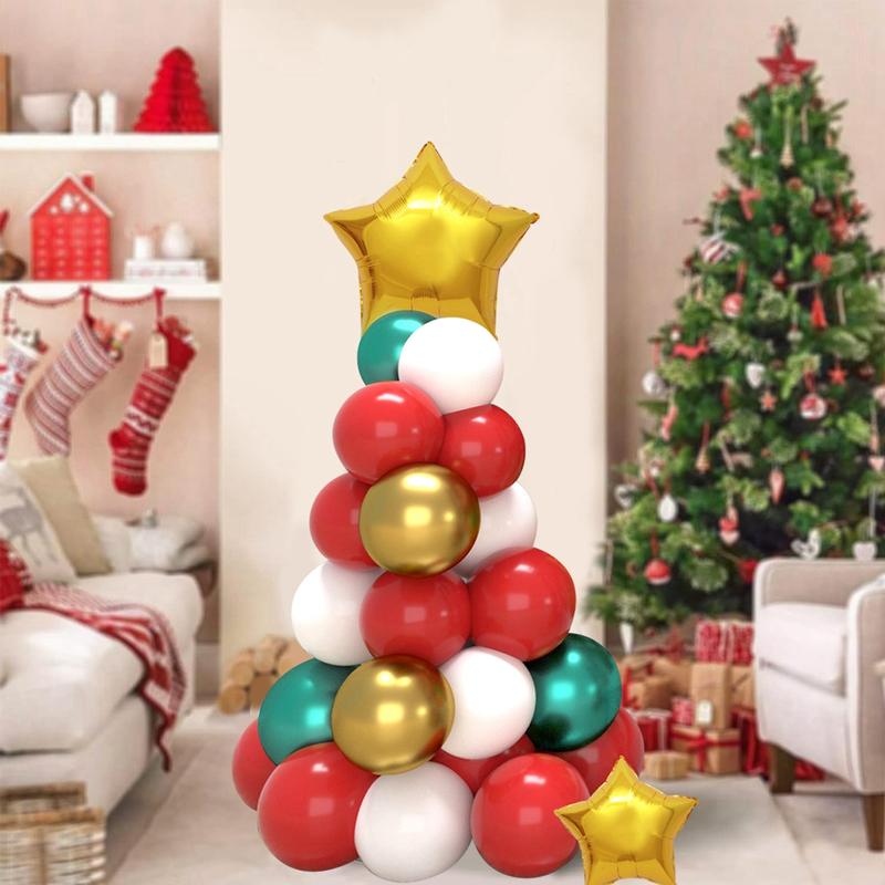 Christmas Balloon Garland Arch Kit Backdrop,107pcs Christmas Latex Balloon,Merry Christmas Red Gold Confetti Balloon,New Year 2024 Xmas Decoration