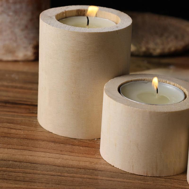 Wooden Cylinder Candle Holders, 3pcs set Pillar Candle Holder, Rustic Candle Base, Home Decor Accessories, Desktop Ornaments