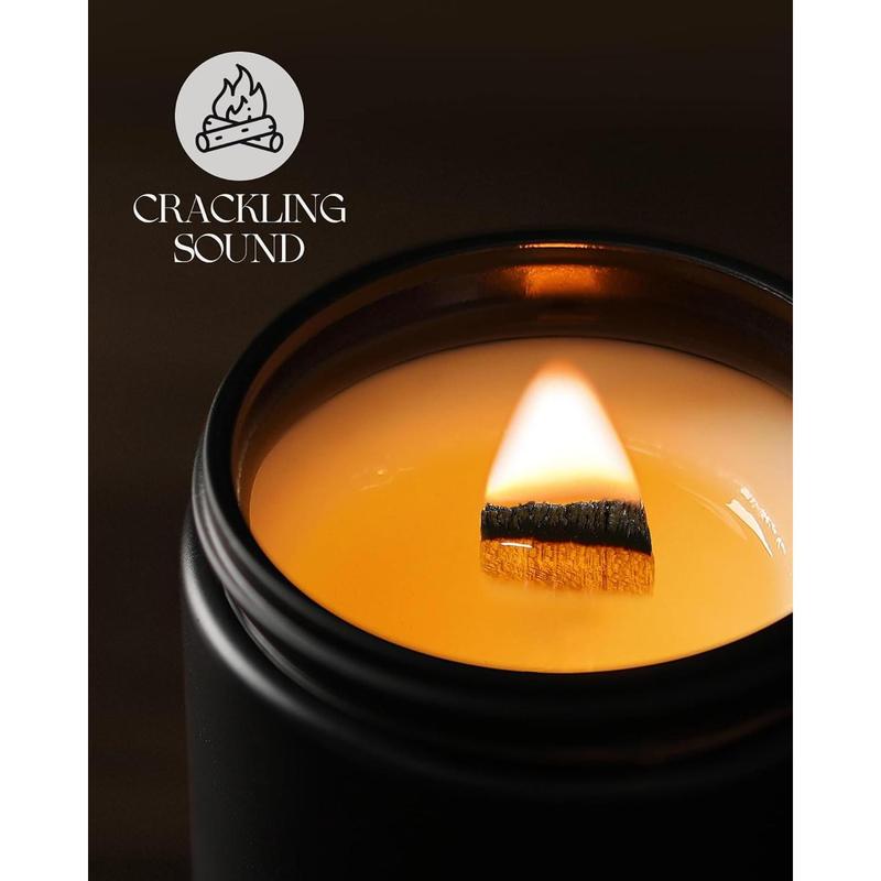 Scented Candles for Men - Mahogany & Teakwood Candles for Home Scented | Crackling  Wick Soy Candles |  Fragranced Masculine Black Candle Gift for Women & Men, 9oz