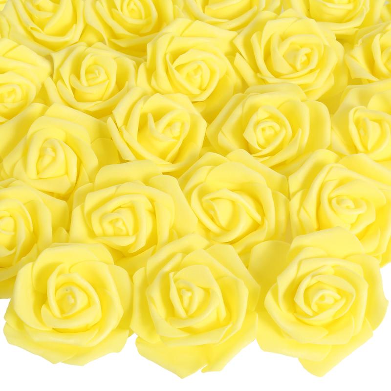 Artificial Flowers Roses Heads, 100 Count Faux Flowers Real Looking Blue Foam Roses Perfect for DIY Crafts Wedding Bouquets Decorative Fruit