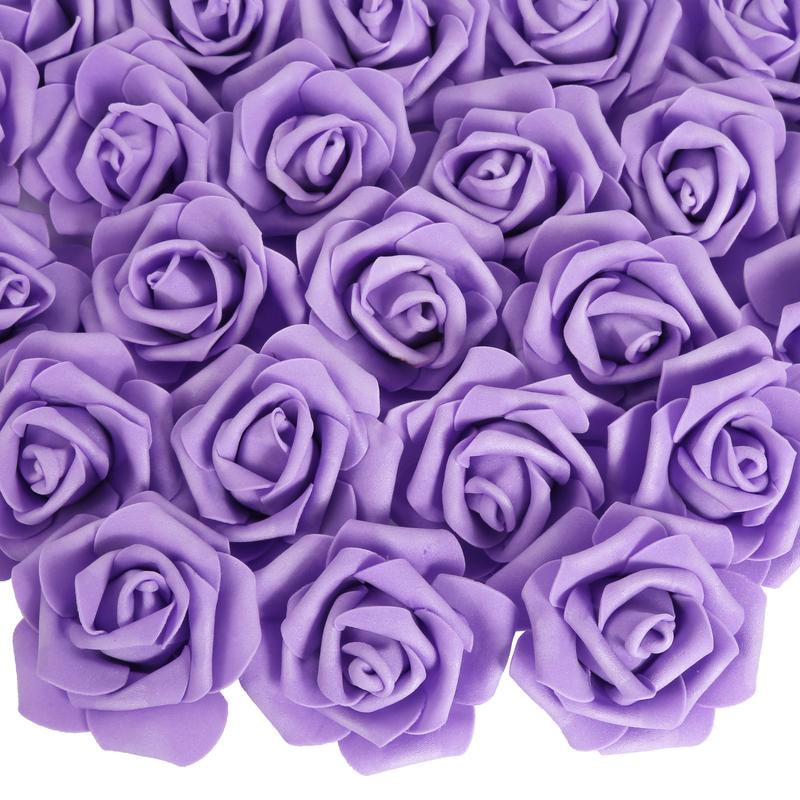 Artificial Flowers Roses Heads, 100 Count Faux Flowers Real Looking Blue Foam Roses Perfect for DIY Crafts Wedding Bouquets Decorative Fruit