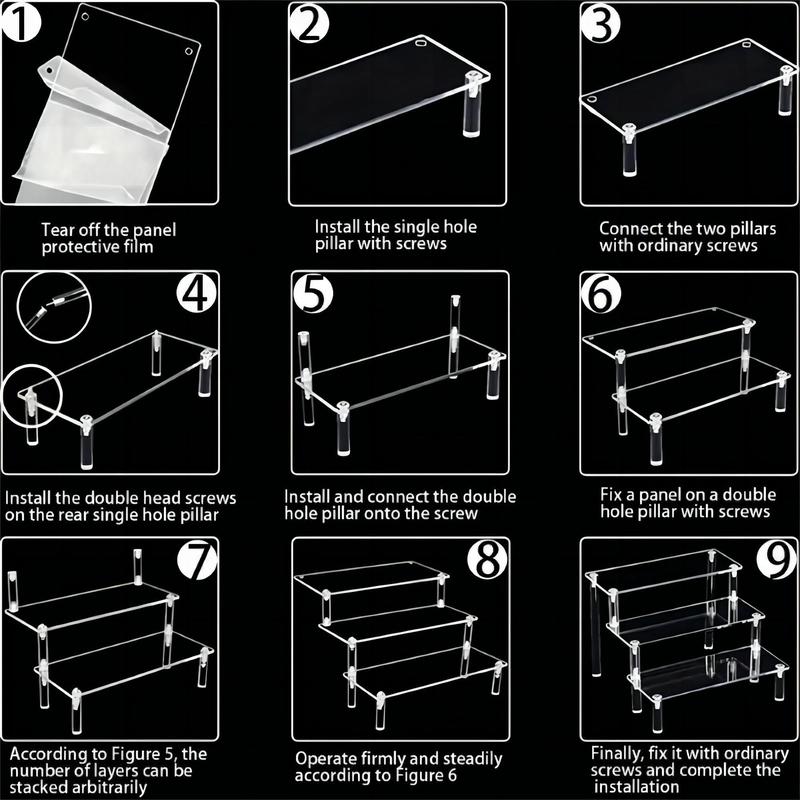 Acrylic Storage Rack, 1 Count 3 Layer 4 Layer Clear Cake Handmade Anime Model Cosmetics Display Stand,  Assembly Display Rack for Home  Office Dormitory Dining Room Living Room Decor