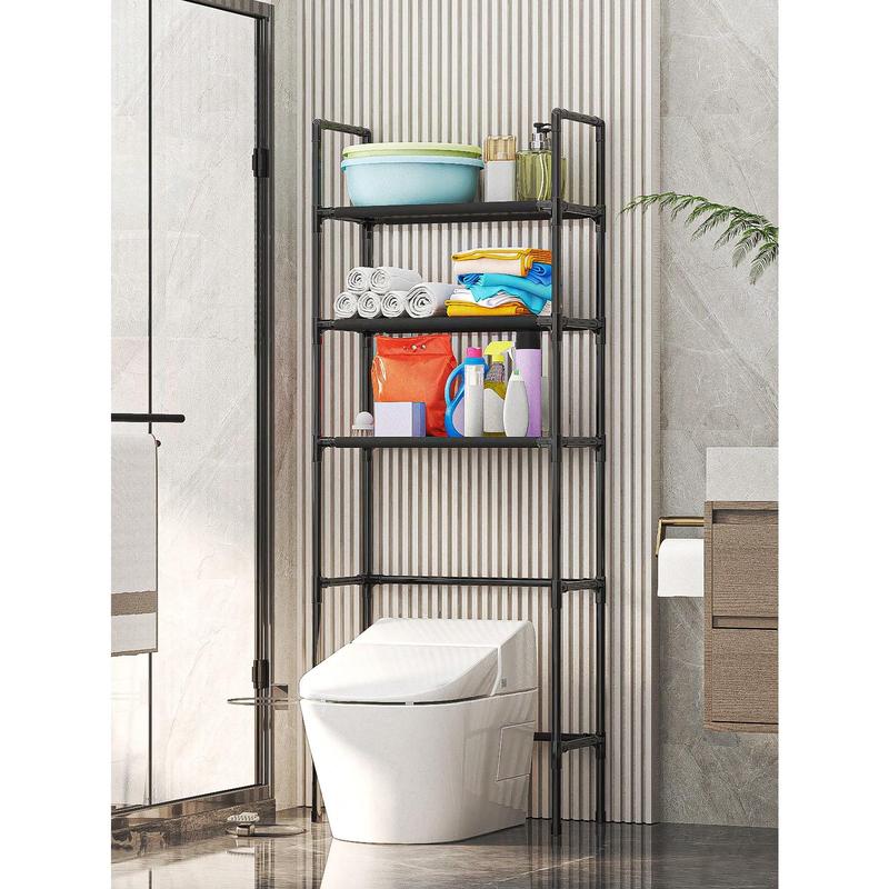 3-Layer Black Bathroom Storage Rack – Floor-Standing Toilet Rack with Basin Shelf, Space-Saving Organizer for Bathroom Essentials