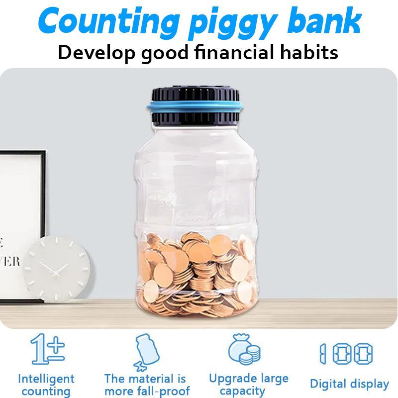 Smart Coin Piggy Banks without Battery, 1 Count LCD Display Counting Money Saving Jar, Kids Toys, Coins Saving Box Gift Christmas Gift Decor Ornaments piggy bank