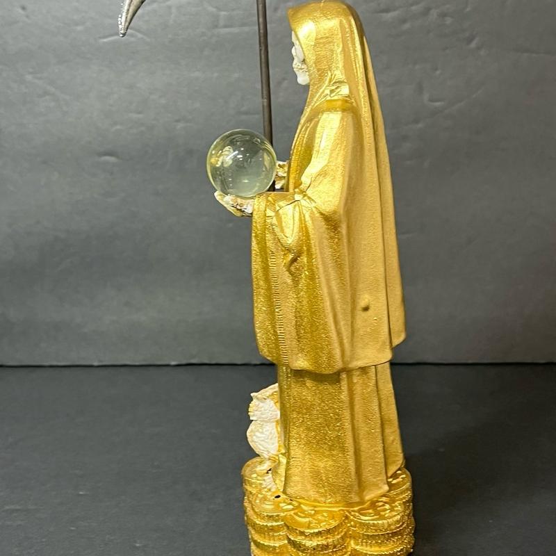 Santa Muerte Gold 9-inch Holy Death Statue Owl Statue - Perfect for Home and Office Decor