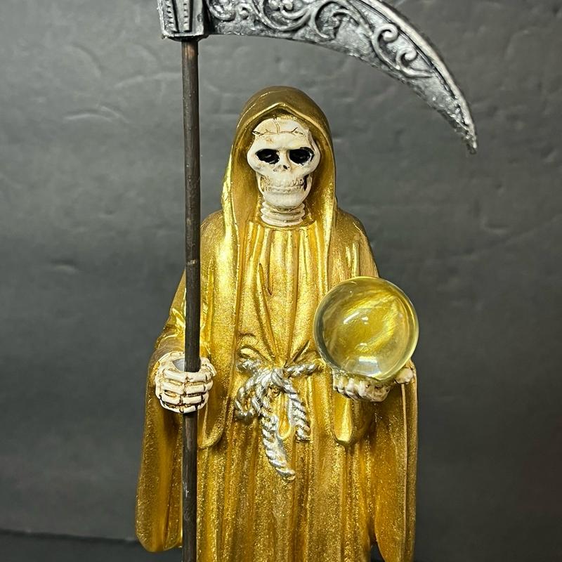 Santa Muerte Gold 9-inch Holy Death Statue Owl Statue - Perfect for Home and Office Decor