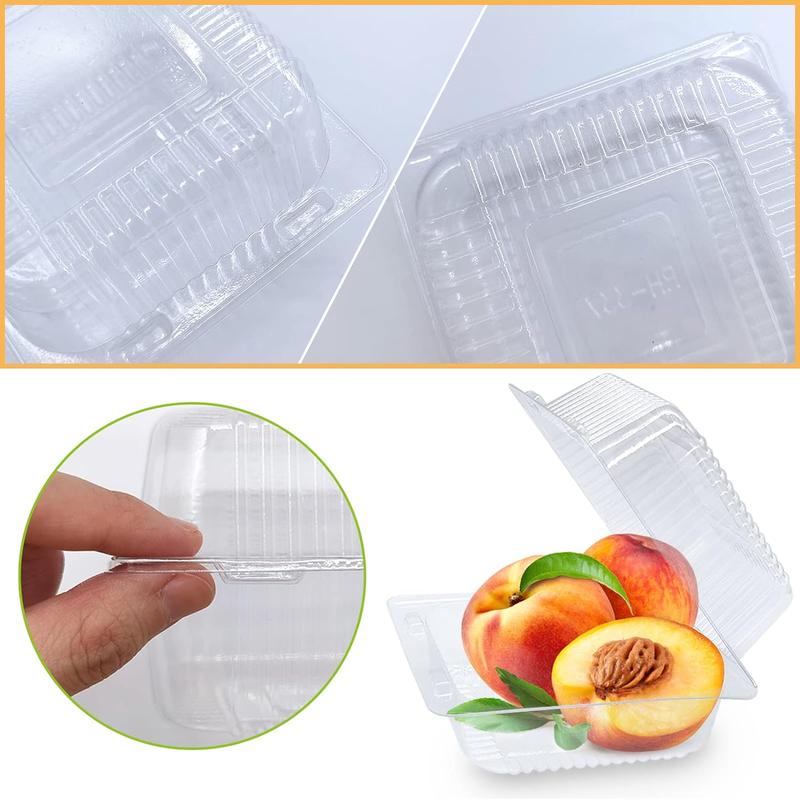 100 Pack Clear Plastic Take Out Container, Square Hinged Food Container, Dessert Clamshell Containers with Lids for Hamburgers, Cakes, Sandwiches, Pasta, Chips Disposable