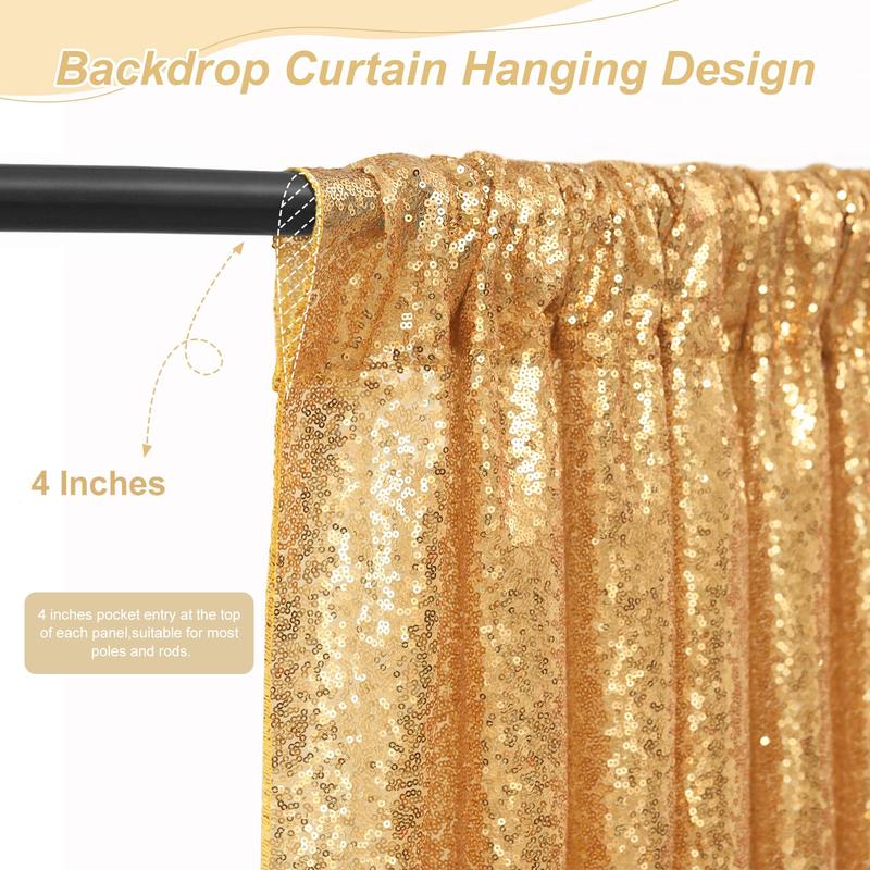 Sequin Backdrop Curtain 4 Pcs 2ftx8ft Wedding Ceremony Background Backdrop Glitter Shimmer Fabric Gold Backdrop Drapes Banners