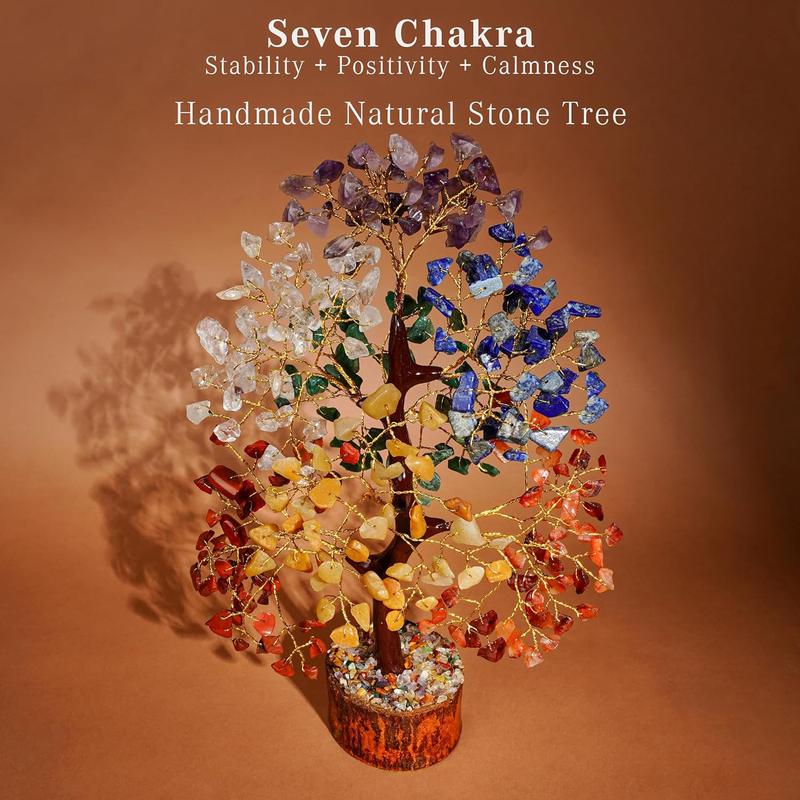 Crystal Tree of Life-Bring You Good Luck Birthday Gift, 7 Chakra Healing Crystal Tree, Home Decor, Office Desk Decor, Living Room Decor, Handmade Bonsai Tree for Positive Energy, Money, Gifts for Women, Best Gift for Christmas crystal tree