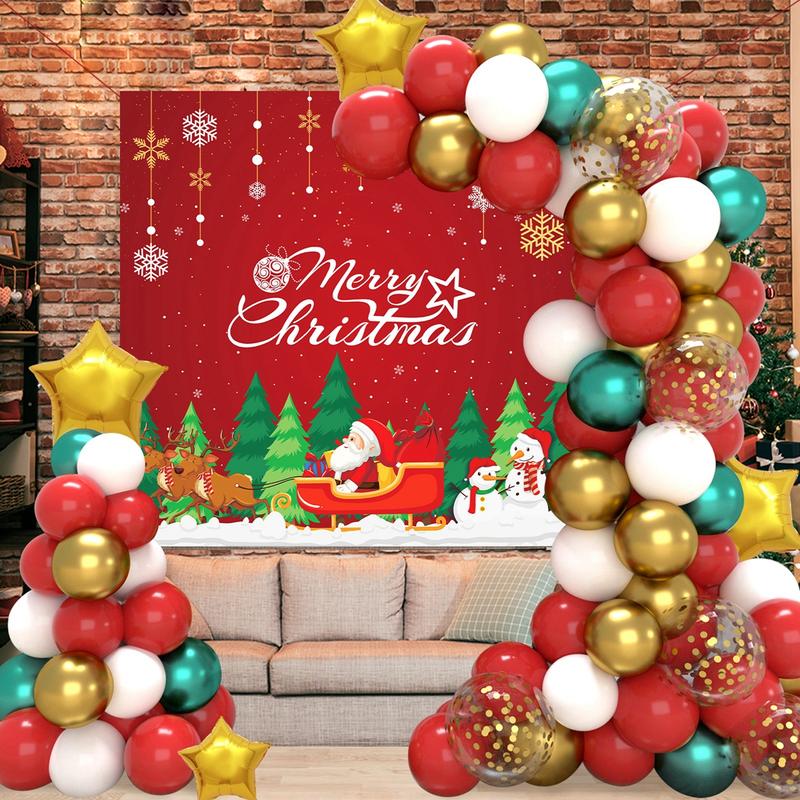 Christmas Balloon Garland Arch Kit Backdrop,107pcs Christmas Latex Balloon,Merry Christmas Red Gold Confetti Balloon,New Year 2024 Xmas Decoration