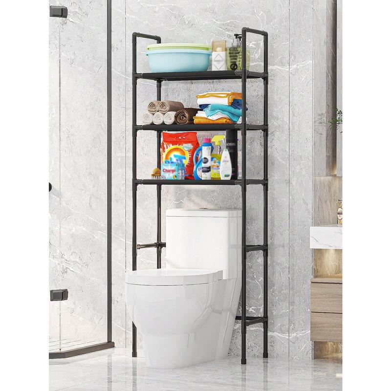 3-Layer Black Bathroom Storage Rack – Floor-Standing Toilet Rack with Basin Shelf, Space-Saving Organizer for Bathroom Essentials