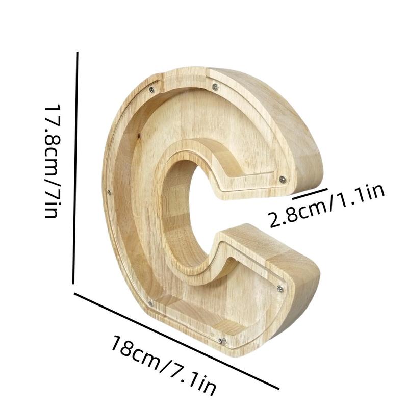 Wooden Letter Design Piggy Bank, 1 Count Clear Cash Coin Bank, Creative Money Saving Box for Home Office School Dormitory Decor