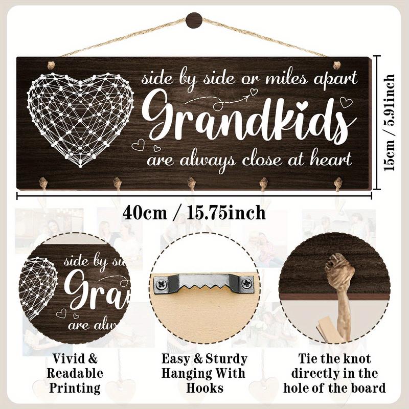 1 Set of Wooden Hanging Photo Frame, Grandparents' Day Gift, Gift for Grandma, Gift for Grandpa, Birthday Gift for Grandma, Card for Grandma and Grandfather, Photo Frame, Grandparents' Bragging Board, picture Frame from Granddaughters, Grandchildren, Chri