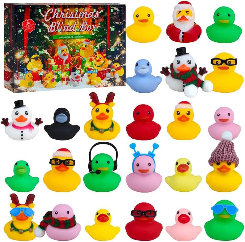 Christmas Countdown Blind Box, 1 Box Random Cute 24 Grid Duck Christmas Gift Box, Party Favors for Christmas, Party Gifts for Friends, Family, Classmates, Teachers, Christmas Advent Calendar Giftbox Set