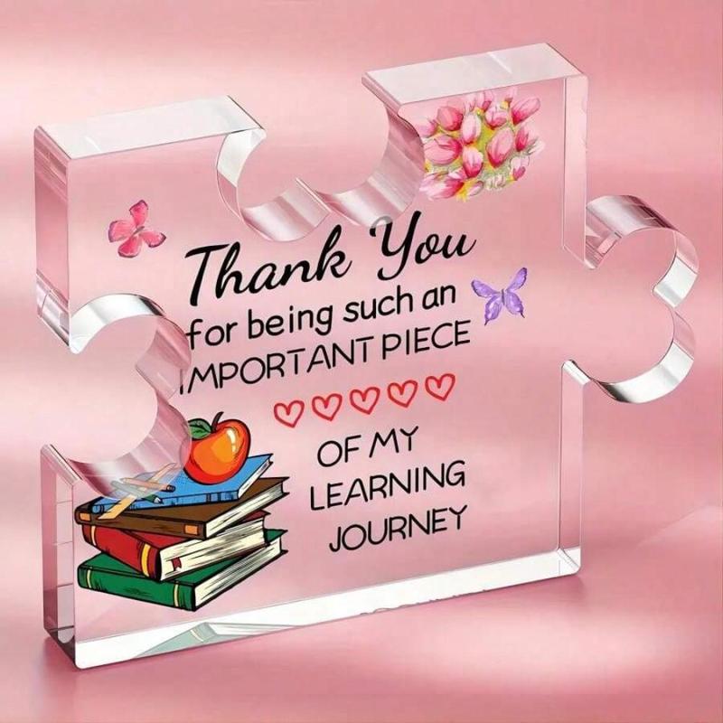 Acrylic Puzzle Design Ornament, Thank You Gift, Teacher Appreciation Gift, Great for Birthday and Retirement Office Desk Decoration