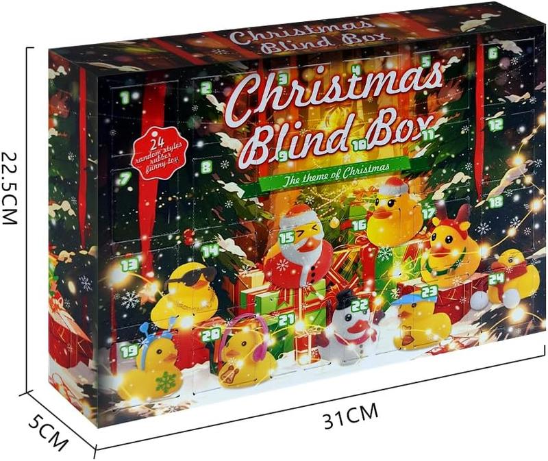 Christmas Countdown Blind Box, 1 Box Random Cute 24 Grid Duck Christmas Gift Box, Party Favors for Christmas, Party Gifts for Friends, Family, Classmates, Teachers, Christmas Advent Calendar Giftbox Set