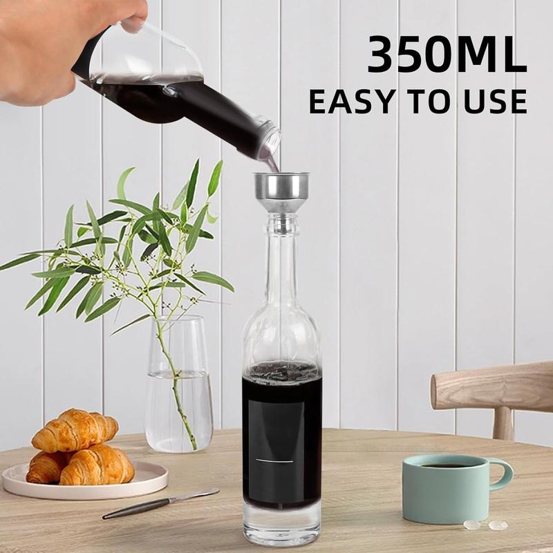 Coffee Syrup Dispenser for Coffee Bar Accessories Coffee Pump Dispenser, Glass Syrup Bottle with Pump and Labels, 350 ml, Set of 4 Black