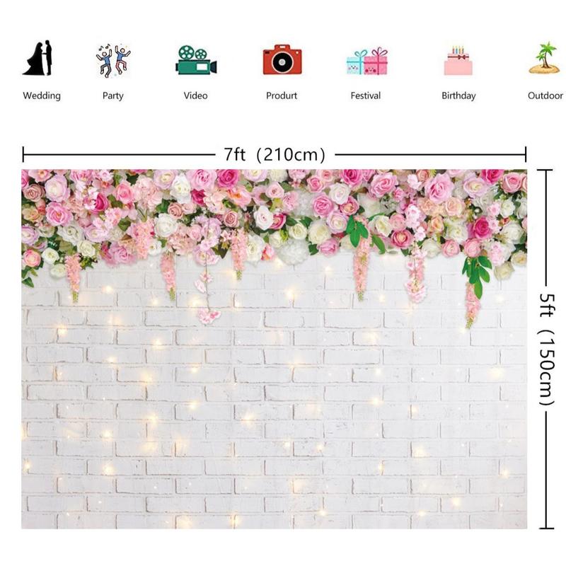 Flower Patterned Background, Wall Hanging Background, Glitter Brick Decor Background,  Flower Wall Backdrop  for Wedding Party Photo Shoot