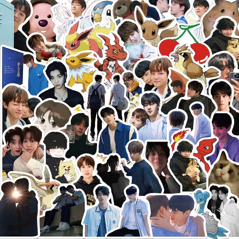 Kpop Actor Sticker, 50pcs set Creative Korean Drama Actor Pattern Decorative Sticker, DIY Decals for Water Bottle, Laptop, Phone, Scrapbooking, Journal