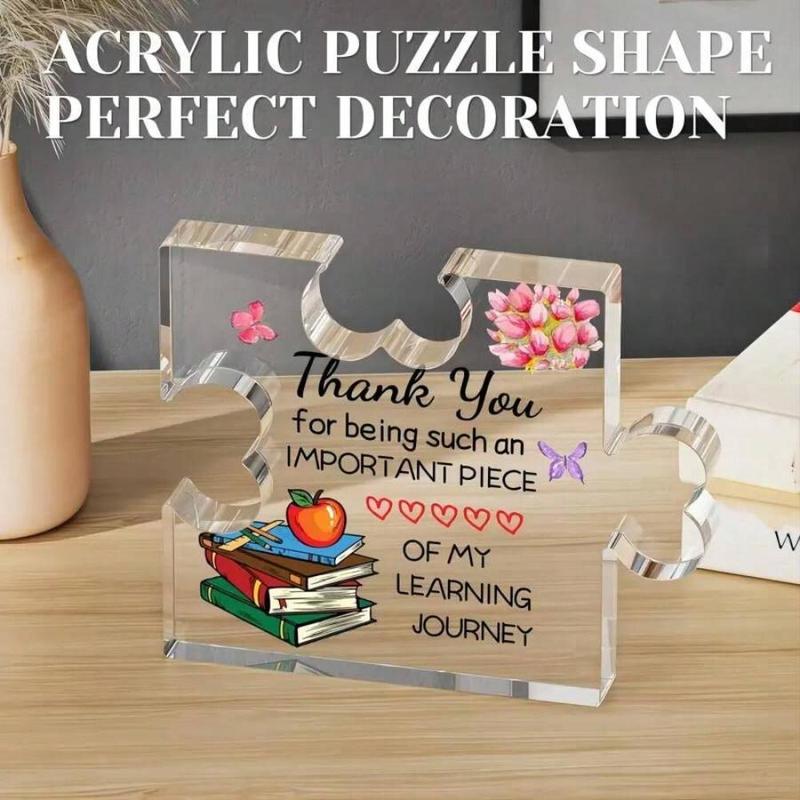 Acrylic Puzzle Design Ornament, Thank You Gift, Teacher Appreciation Gift, Great for Birthday and Retirement Office Desk Decoration