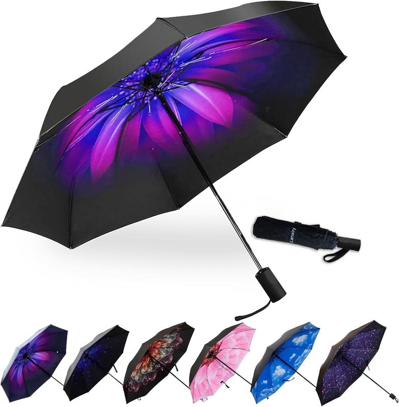 Compact Portable Travel Umbrella 8 RIBS Windproof Waterproof Protection Golf Umbrellas Cover